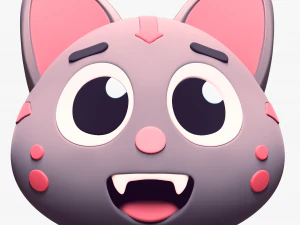 Cartoon Head Cats Pack 3D Model