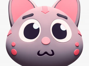 Cartoon Head Cats Pack 3D Model