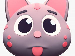 Cartoon Head Cats Pack 3D Model