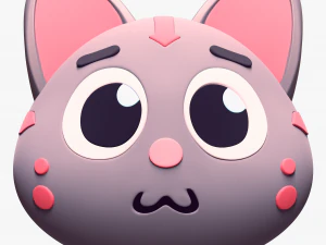 Cartoon Head Cats Pack 3D Model