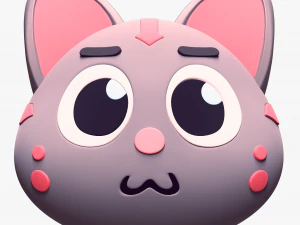 Cartoon Head Cats Pack 3D Model