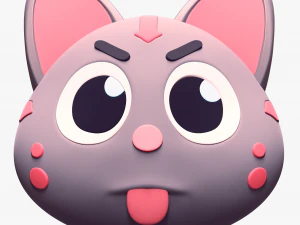 Cartoon Head Cats Pack 3D Model
