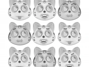 Cartoon Head Cats Pack 3D Model