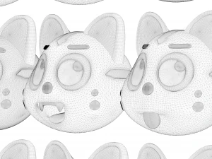 Cartoon Head Cats Pack 3D Model