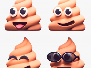 Smiling Faces Poop Emoji Collection Model 3D