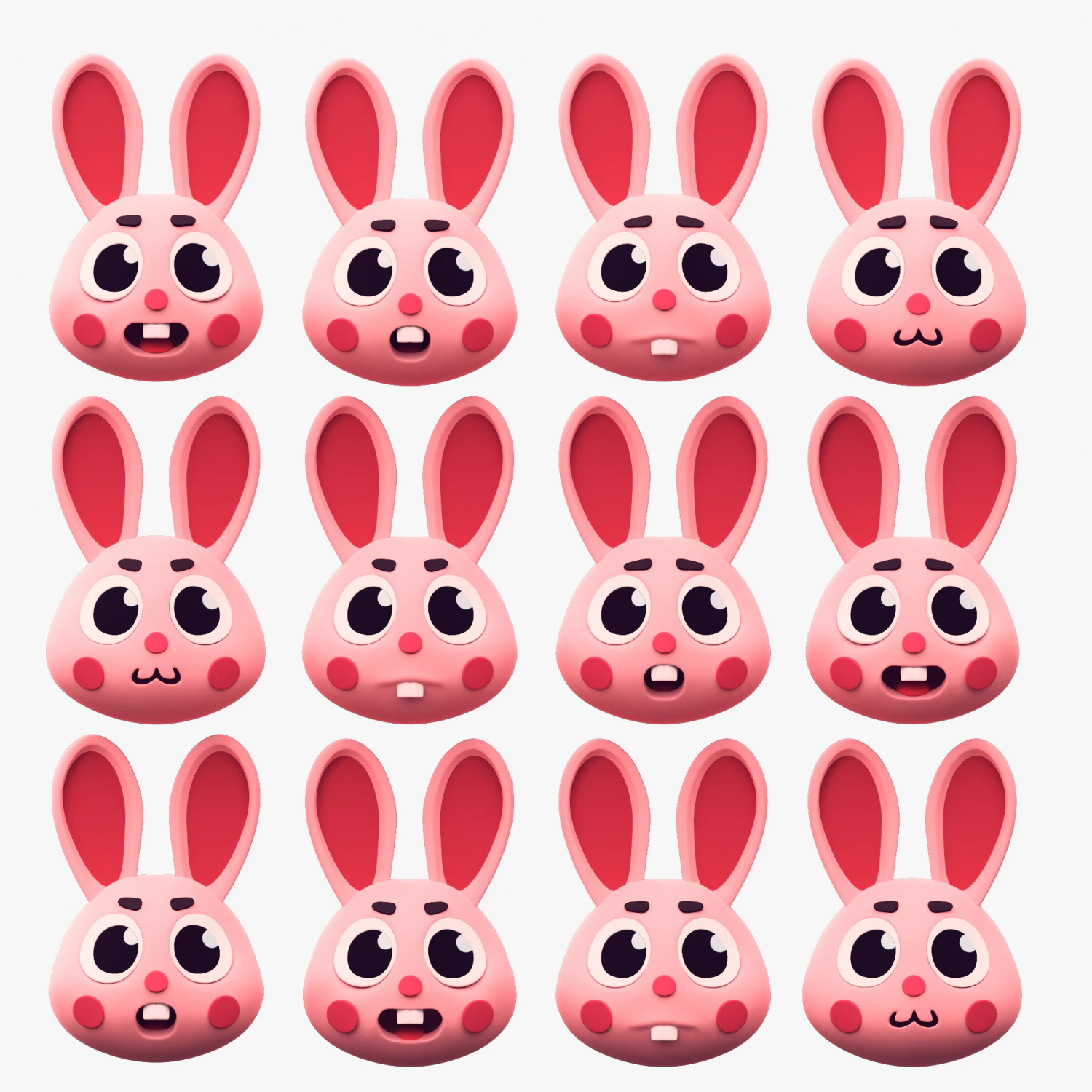 Cartoon HeadRabbit Pack 3D Model .c4d .max .obj .3ds .fbx .stl .blend 