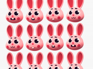 Cartoon HeadRabbit Pack Model 3D