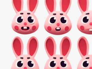 Cartoon HeadRabbit Pack Model 3D