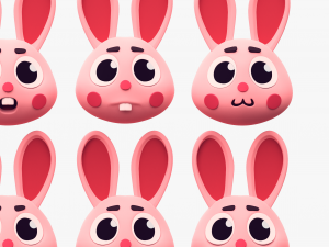 Cartoon HeadRabbit Pack Model 3D