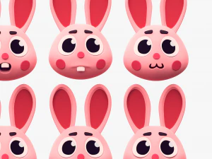 Cartoon HeadRabbit Pack 3D Model