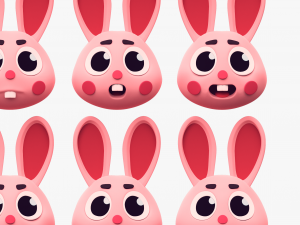 Cartoon HeadRabbit Pack Model 3D