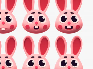 Cartoon HeadRabbit Pack 3D Model