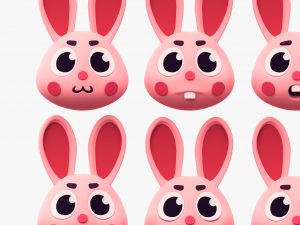 Cartoon HeadRabbit Pack Model 3D