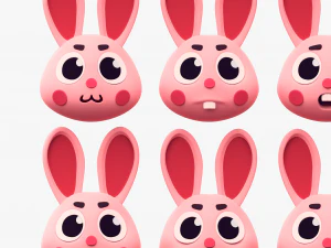 Cartoon HeadRabbit Pack 3D Model