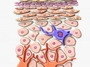 Se&ccedil;&atilde;o Transversal da Epiderme Modelo 3D