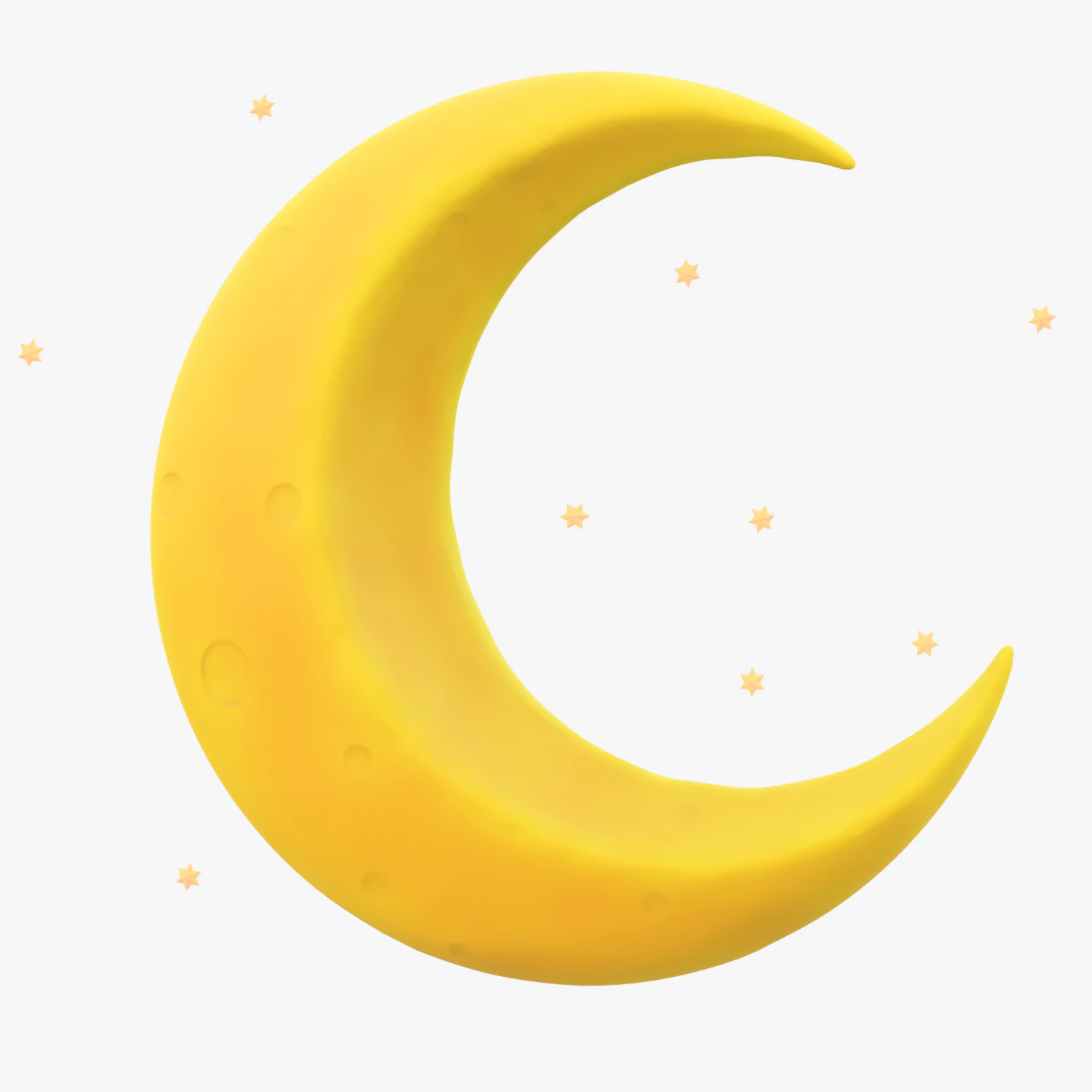 Stylized Crescent Moon 3D Model .c4d .max .obj .3ds .fbx .stl .blend 