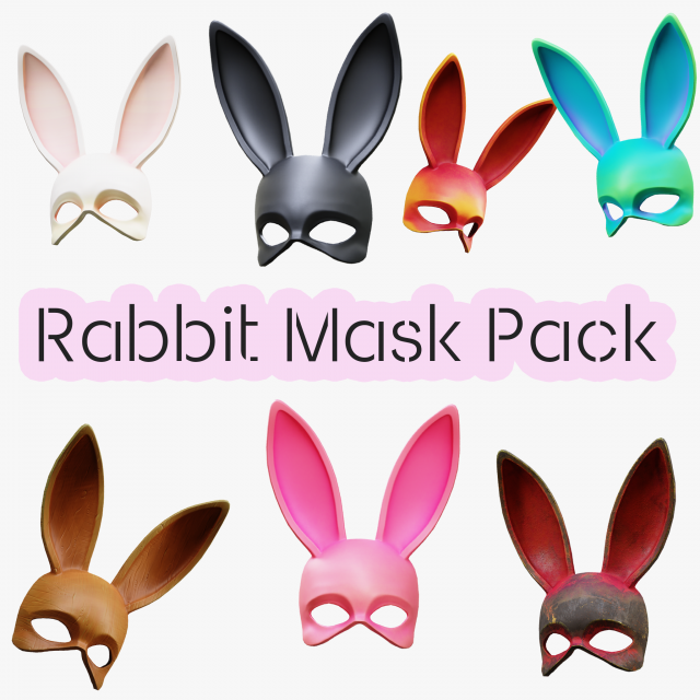 Rabbit Bunny Mask Bundle 3D Модель .c4d .max .obj .3ds .fbx .stl .blend 