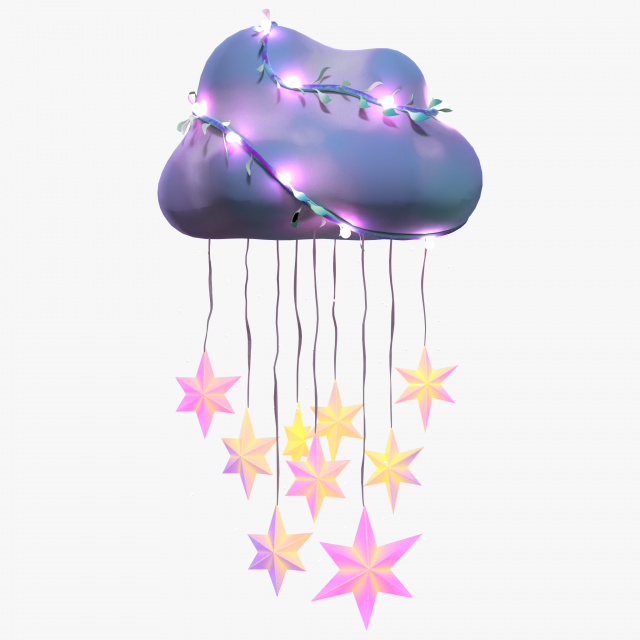 Cloud Stylized Cartoon 3D Модель .c4d .max .obj .3ds .fbx .stl .blend 