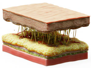 Secci&oacute;n transversal de la piel Modelo 3D