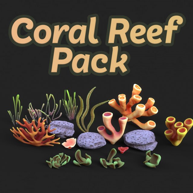 Coral Reef Low-poly 3D Model .c4d .max .obj .3ds .fbx .stl .blend 