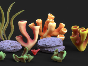 Coral Reef Low-poly 3D Model