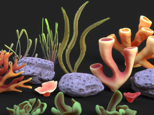 Coral Reef Low-poly 3D Model
