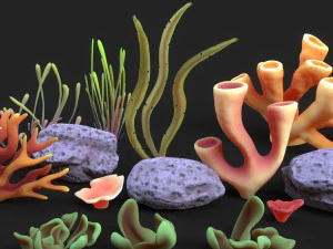 Coral Reef Low-poly 3D Model