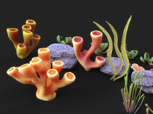 Coral Reef Low-poly 3D Model
