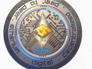Ethereum Cryptocurrency Coin 3D Model