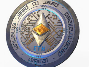 Ethereum Cryptocurrency Coin 3D Model