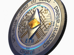Ethereum Cryptocurrency Coin 3D Модель