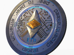 Ethereum Cryptocurrency Coin 3D Model