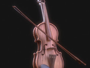 Stylized Wood Violin Low-poly 3Dモデル