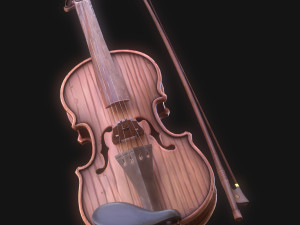 Stylized Wood Violin Low-poly 3Dモデル