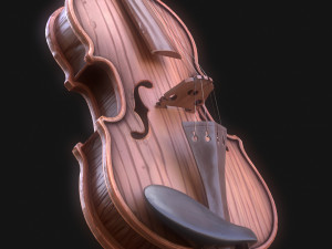 Stylized Wood Violin Low-poly 3Dモデル