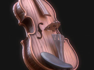 Violino in legno stilizzato a basso numero di poligoni Modello 3D