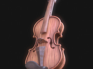 Stylized Wood Violin Low-poly 3Dモデル