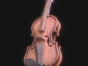 Violino in legno stilizzato a basso numero di poligoni Modello 3D