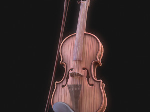 Stylized Wood Violin Low-poly 3Dモデル