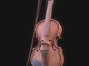 Violino in legno stilizzato a basso numero di poligoni Modello 3D