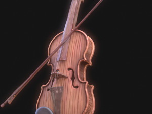 Stylized Wood Violin Low-poly 3Dモデル