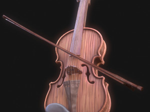 Stylized Wood Violin Low-poly 3Dモデル