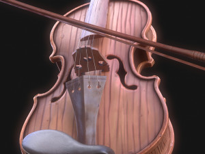 Stylized Wood Violin Low-poly 3Dモデル