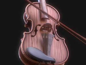 Stylized Wood Violin Low-poly 3Dモデル