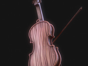 Stylized Wood Violin Low-poly 3Dモデル