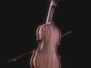 Violino in legno stilizzato a basso numero di poligoni Modello 3D
