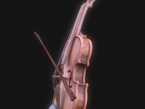 Stylized Wood Violin Low-poly 3Dモデル