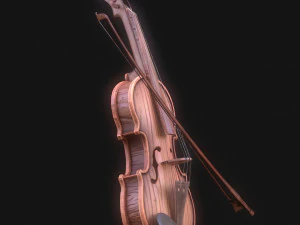 Violino in legno stilizzato a basso numero di poligoni Modello 3D