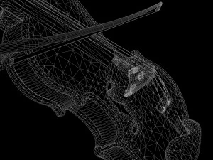 Violino in legno stilizzato a basso numero di poligoni Modello 3D