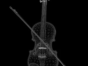Violino in legno stilizzato a basso numero di poligoni Modello 3D